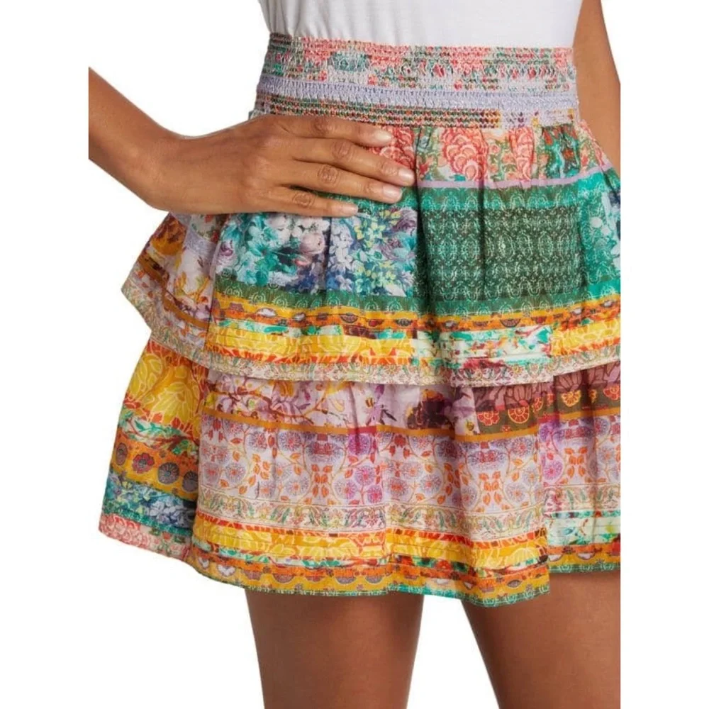 Alice + Olivia Jojo Tiered Ruffle Miniskirt in Vintage Summer Lavender - Picture 9 of 13